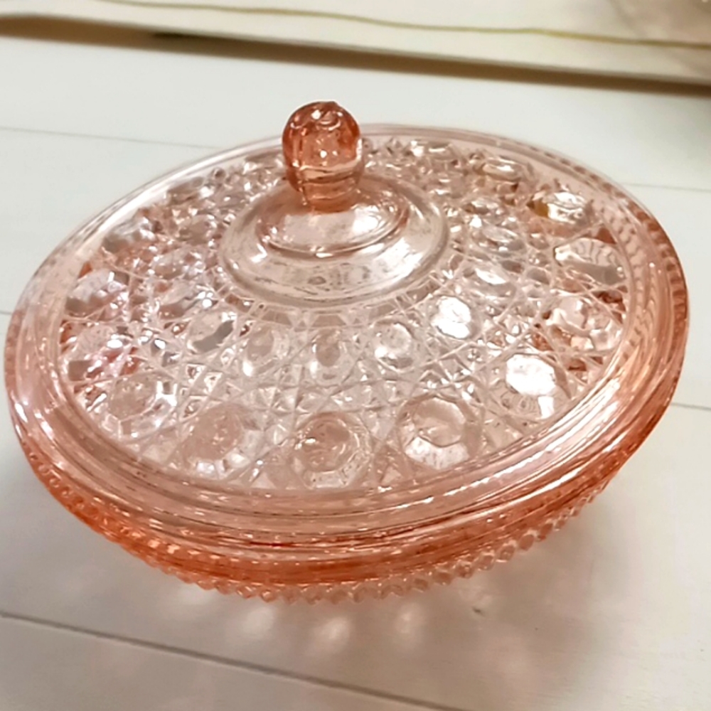 2 Beautiful pink vintage button and buckle Burlington glass .
